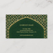 Green und Gold Mihrab Bismillah Islamic Visitenkarte (Rückseite)