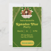 Green und Gold Minimalistisch Ramadan Iftar Einlad Einladung (Vorderseite)