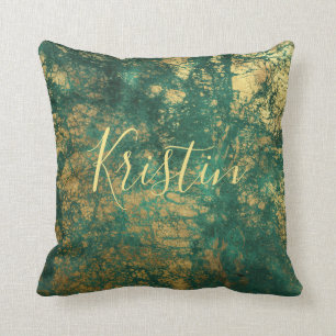 Green und Gold Monogram Kissen