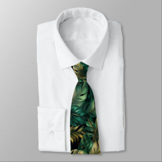 Green und Gold Monstera Blätter Neck Tie Krawatte