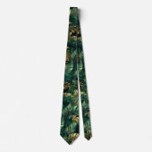 Green und Gold Monstera Blätter Neck Tie Krawatte (Vorderseite)