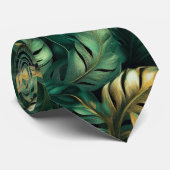 Green und Gold Monstera Blätter Neck Tie Krawatte (Gerollt)