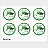 Green und gold Mortar, Diplom Abschluss Postage Runder Aufkleber (Blatt)