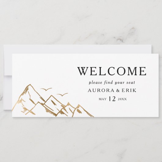 Green und Gold Mountain Hanging Seating Chart (Vorderseite)