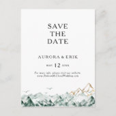 Green und Gold Mountain Save the Date Postcard Einladungspostkarte (Vorderseite)