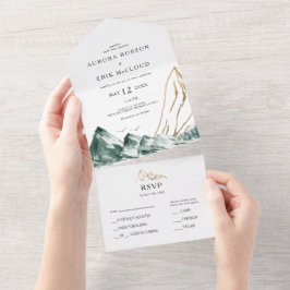 Green und Gold Mountain Siegel und senden All In One Einladung