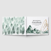 Green und Gold Mountain Wedding Gästebuch (Voll)