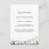 Green und Gold Mountain Wedding Reception Card Begleitkarte (Vorderseite)