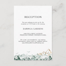 Green und Gold Mountain Wedding Reception Card Begleitkarte