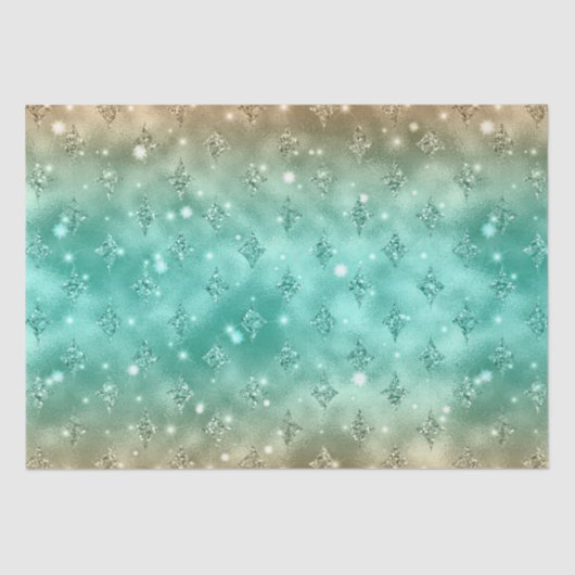 Green und Gold Ombre Glitzer Celestial Muster Seidenpapier (Vorderseite)