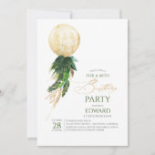 Green und Gold Palm Blätter Giant Balloon Geburtst Einladung (Vorderseite)