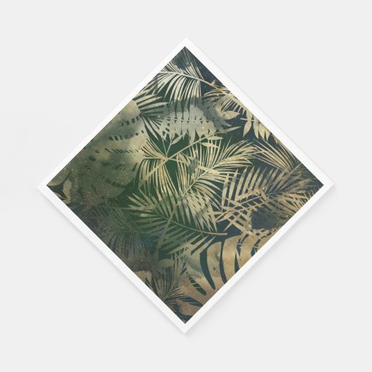 Green und Gold Palm Blätter Serviette (Ecke)