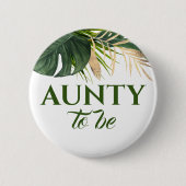 Green und Gold Palm Blätter Tropical Baby Shower Button (Vorderseite)