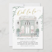 Green und Gold Pariser Café Einladung zum Geburtst (Vorderseite)