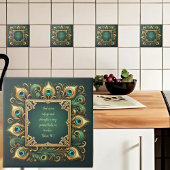 Green und Gold Peacock Frame Bibel Verse Fliese