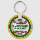 Green und Gold Personalisierte Baseball-Keychains Schlüsselanhänger (Vorderseite)