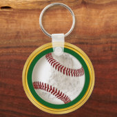 Green und Gold Personalisierte Baseball-Keychains Schlüsselanhänger (Rückseite)