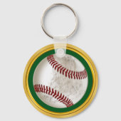 Green und Gold Personalisierte Baseball-Keychains Schlüsselanhänger (Rückseite)