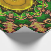 Green und Gold Psychedelic Design Geschenkpapier (Ecke)