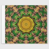 Green und Gold Psychedelic Design Geschenkpapier (Flach)