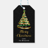 Green und Gold Ribbon Tree Frohe Weihnachten Geschenkanhänger (Vorderseite)