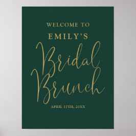 Green und Gold Script Bridal Brunch Begrüßungszeic Poster