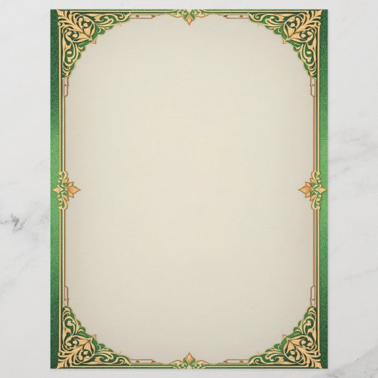 Green und Gold Simple Art Deco Briefbogen (Vorderseite)