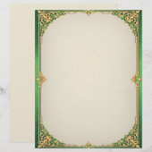 Green und Gold Simple Art Deco Briefbogen (Vorne/Hinten)