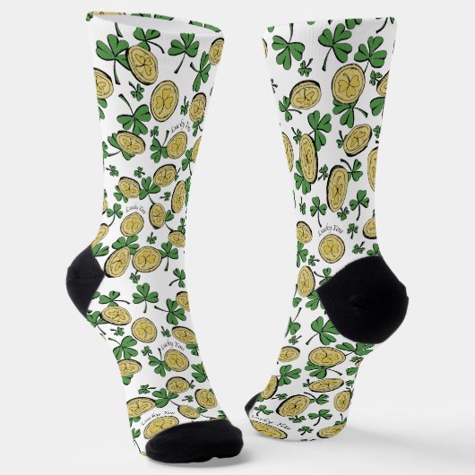 Green und Gold St Patrick's Lucky You Kleeblatt Socken (Gewinkelt)