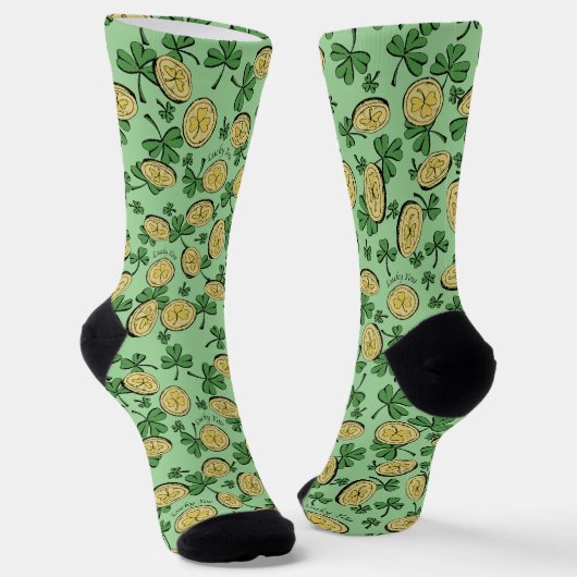 Green und Gold St Patrick's Lucky You Kleeblatt Socken (Gewinkelt)