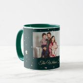 Green und Gold Staright Foto Weihnachten Tasse (Vorderseite Links)