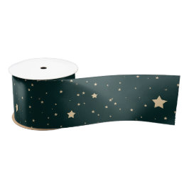 Green und Gold Starry Night Pattern Weihnachten Satinband