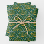 Green und Gold Sunburst Art Deco Geschenk Geschenkpapier Set (Beispiel)