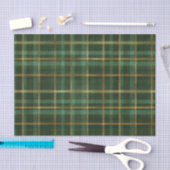 Green und Gold Tartan Kariert Seidenpapier (Handwerk)