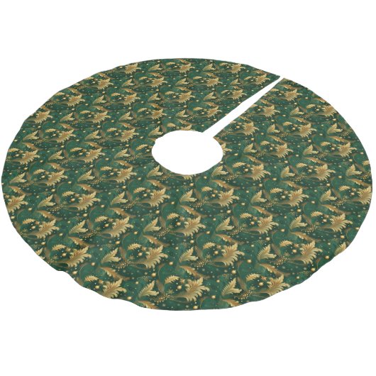 Green und Gold Tree Skirt Polyester Weihnachtsbaumdecke (Schrägansicht)