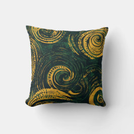 Green und Gold Tribal Spiral Pillow Kissen