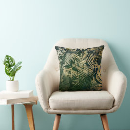 Green und Gold Tropical Palm Blätter Kissen