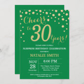 Green und Gold Überraschung 30. Geburtstag Diamond Einladung (Vorne/Hinten)