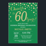 Green und Gold Überraschung 60. Geburtstag Diamant Einladung<br><div class="desc">Überraschung 60. Geburtstag Einladung mit Green und Gold Glitzer Diamond Hintergrund. Gold Confetti. Erwachsener Geburtstag. Männer oder Frauen zum Geburtstag. Für weitere Anpassungen klicken Sie bitte auf die Schaltfläche "Anpassen" und verwenden Sie unser Designwerkzeug,  um diese Vorlage zu ändern.</div>