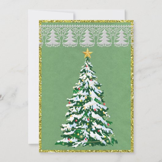 Green und Gold Weihnachtsbaum Halbfalten Karte (Vorderseite)