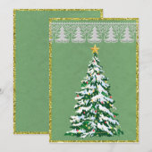 Green und Gold Weihnachtsbaum Halbfalten Karte (Vorne/Hinten)