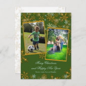 Green und Gold Weihnachtskarten Feiertagspostkarte (Vorne/Hinten)