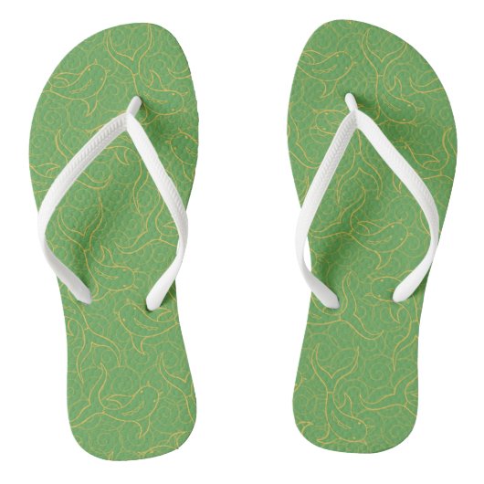Green und Golden Koi Fish Design Badesandalen (Fußbett)