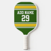 Green und Golden Yellow Sport Jersey - Name Number Pickleball Schläger (Vorderseite)