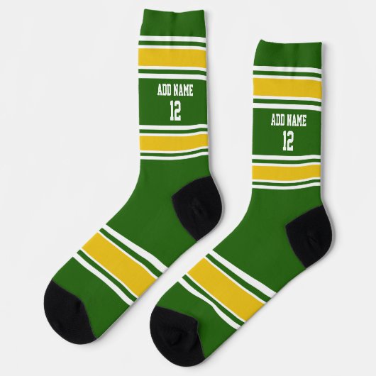 Green und Golden Yellow Sport Jersey - Name Number Socken (Linkes Detail)