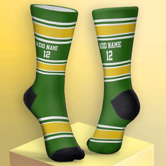 Green und Golden Yellow Sport Jersey - Name Number Socken