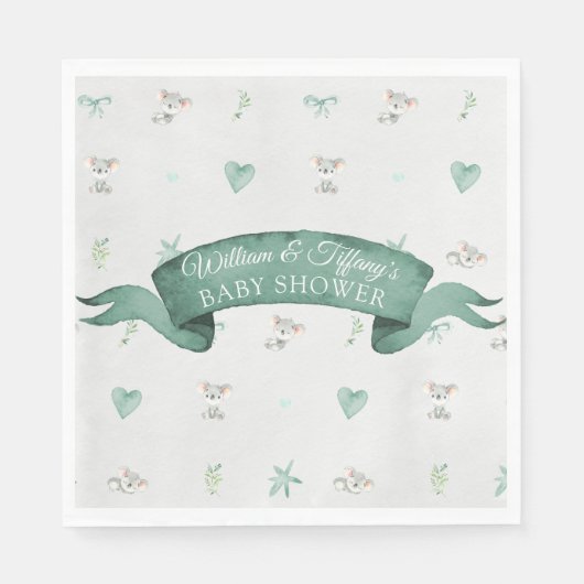 Green und Gray Baby Koala Baby Dusche Serviette (Vorderseite)