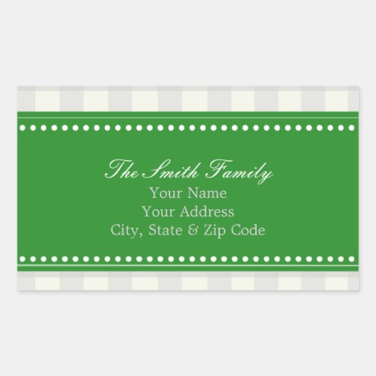 Green und Gray Gingham Address Stickers (Vorderseite)