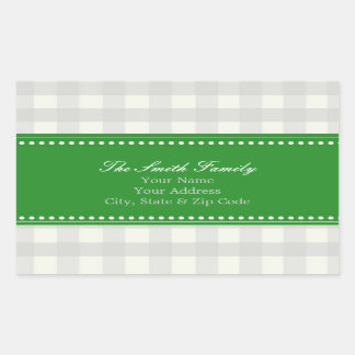 Green und Gray Gingham Address Stickers