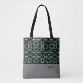 Green und Grey Paint Spritzer Mit Monogramm Tasche (Vorderseite)